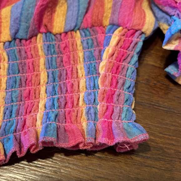 Superdown blue/pink striped off the shoulder top - Picture 6 of 9